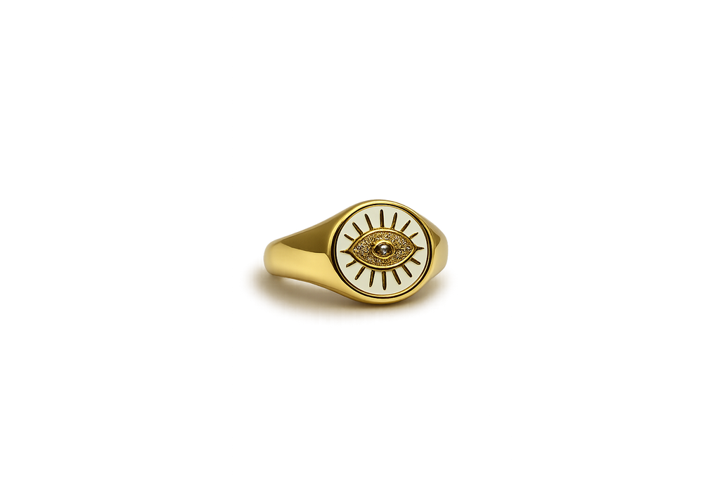ANILLO ESMALTADO BLANCO - Bañado en Oro