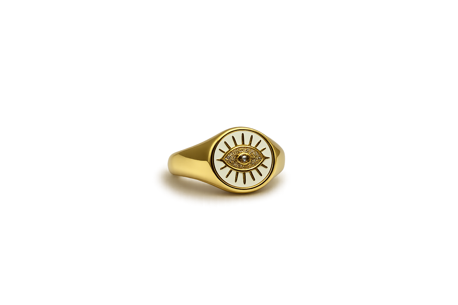 ANILLO ESMALTADO BLANCO - Bañado en Oro