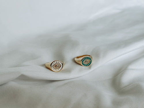 ANILLO ESMALTADO BLANCO - Bañado en Oro